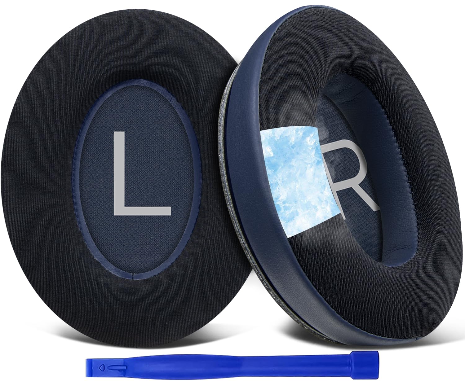 SOULWIT Cooling Gel Ear Pads Cushions Replacement for Bose QuietComfort 45 (QC45)/QuietComfort SE (QC SE)/New Quiet Comfort Wireless Over-Ear Headphones, Earpads with Ice Silk Fabric - Navy Blue