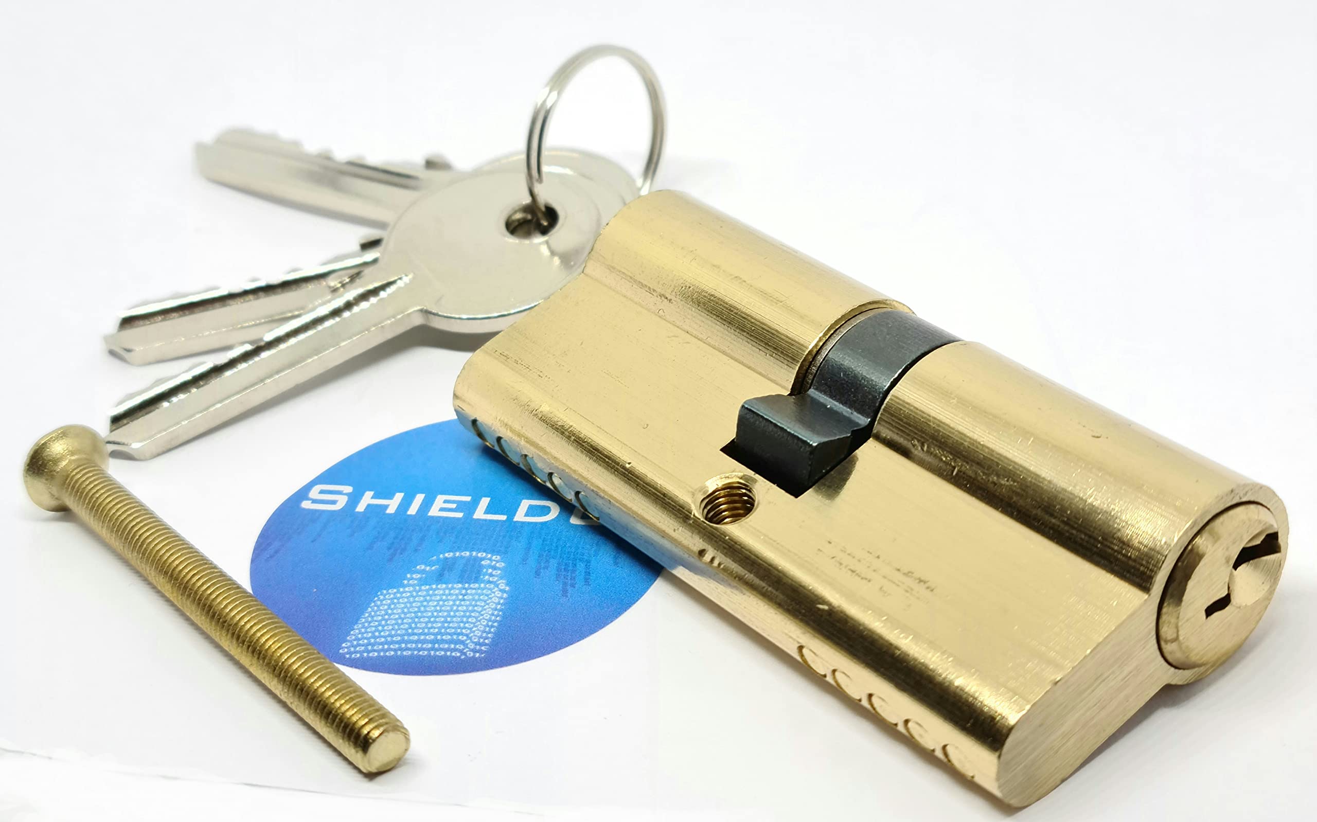 ShieldUp Brass 35T/35 Thumb Turn Euro Cylinder Lock 70mm | Euro Door Barrel Lock with 3 Keys | Anti-Bump, Anti-Drill, Anti-Pick Door Lock with Key, High Security for Wooden, UPVC and Composite Doors