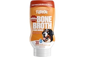 Furvor Chicken Bone Broth for Dogs - Collagen Protein Supplement for Digestion, Mobility, Coat, Immunity, Healthy Dog Food Topper, Human Grade Meal Boost Gravy, Just Add Water, Made in USA, 16 oz