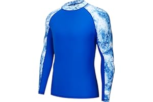 SEAOYOZO Men's Rash Guard Shirts, UPF 50+ Long Sleeve Swim Shirts for Men, UV Sun Protection Shirts for Fishing Swimming
