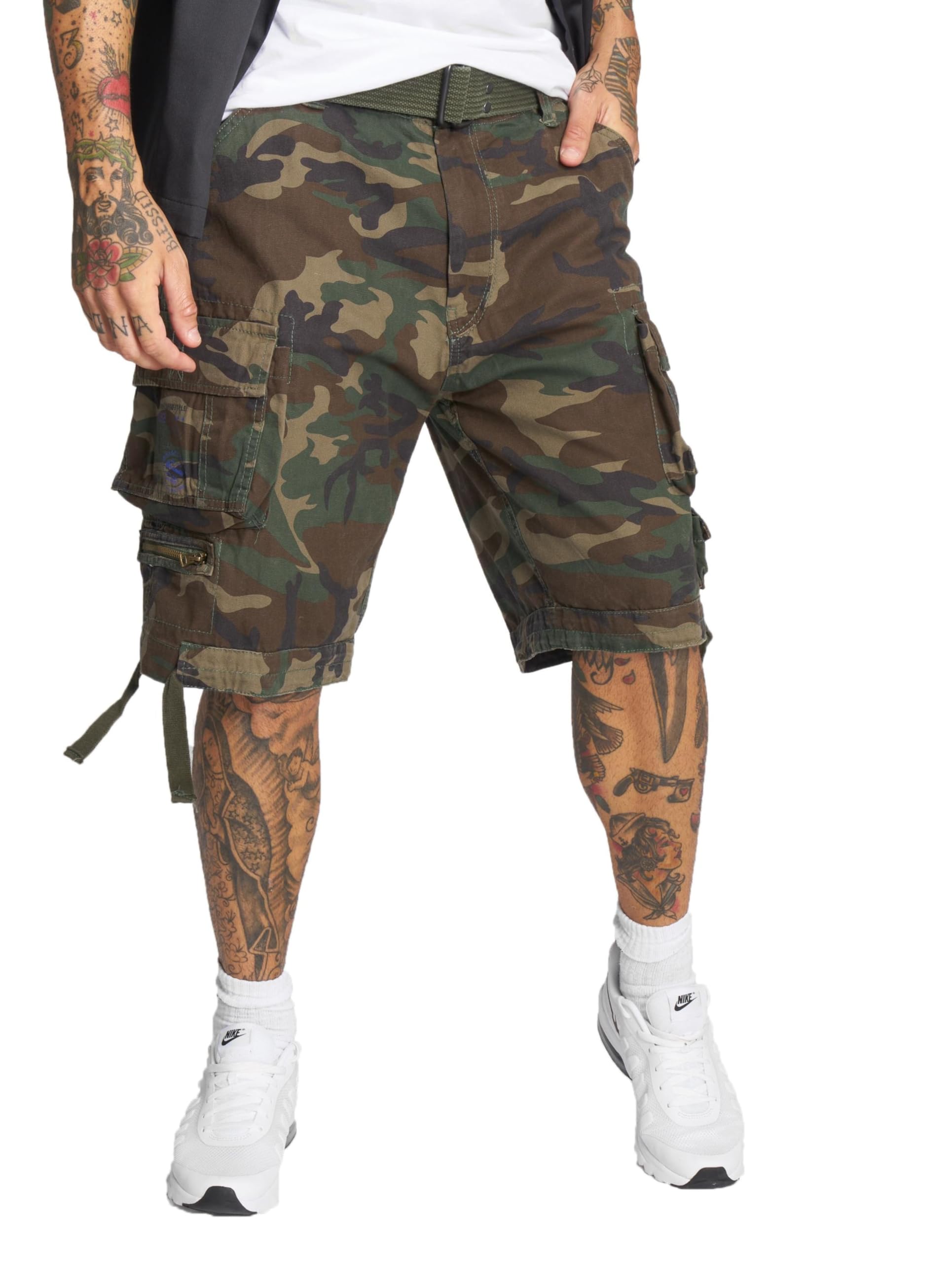 Brandit SHORTS SAVAGE NEU KURZE Hose MIT GÜRTEL CARGO VINTAGE SHORT ARMY BERMUDA, Größe:S, Farbe:woodland — image 1