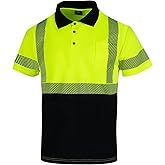 VENDACE Hi Vis Reflective Safety Polo Shirts for Men ANSI Class 3 High Visibility Construction Work T Shirts Short Sleeve