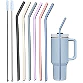 Tegion Pastel Color 14” Extra Long Silicone Replacement Straw for 40 oz Stanley Cup, Reusable Flexible Tall Giant Big Drinking Straw for Quencher Tumbler,1Gallon/64 oz Water Bottle,Hydro Jug-6 pack