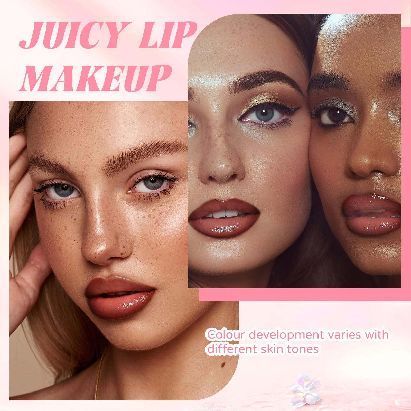 HOSAILY Nourishing Glowing Lip Oil with 2 in 1 Ombre Lip Liner Lipstick Set, Moisturizing High Shine Renewal Lip Gloss for Women, Smooth Long Wear Plumping Rose Pink Lip Tint Lip Crayon Combo Makeup