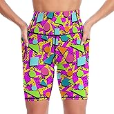 DROEYROEST High Waist Knee Length Biker Shorts Women Tummy Control Workout Yoga Running Leggings with Pockets