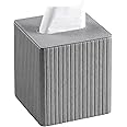 MEIBOOCH PU Leather Tissue Box Cover Square Tissue Box Holder with Magnetic Closure (Grey)