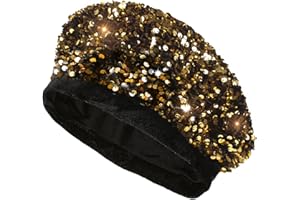 Glamorstar Bling Beret Hats for Women Sparkly Sequin Beanie Hat