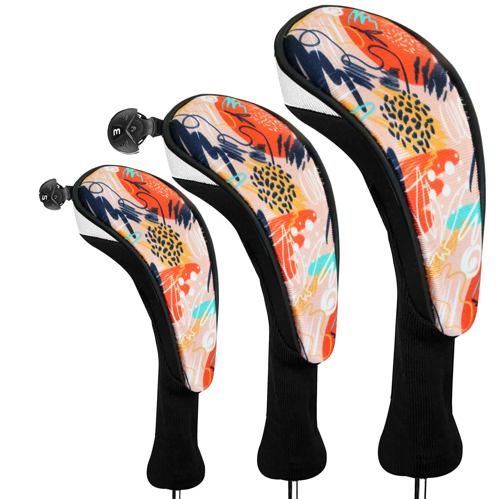 Golf Woods Club Head Covers 3/4 Set With Gift Box, Golf Head Covers 1 3 5 7 X With Interchangeable Number Tag for Men Women Fit All Wood Clubs (Orange 3pcs)