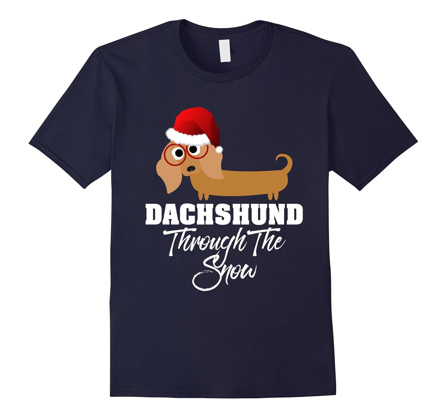 Mens Dachshund Through The Snow Merry Christmas T-Shirt-ANZ