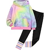 Qaoerde Girls Clothes Long Sleeve Tie Dye Hoodie Sweatshirt Tops and Leggings Sweatpants 2 Piece Fall Winter Outfits 6-12Y