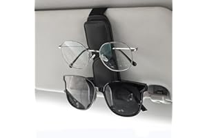 JESTOP Sunglasses Holders for Car, Magnetic Genuine Leather Car Sunglasses Clip, Glasses Hanger Clip for Car Sun Visor, Car Interior Accessories, Black