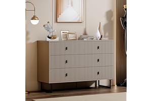 Chrangmay Grey 6 Drawer Dresser for Bedroom, Large Double Dresser with Wide Drawers, Modern Chest of Drawers,Storage Organizer Dresser,Nursery Dresser,for Living Room, Hallway, Bedroom, Kids Bedroom