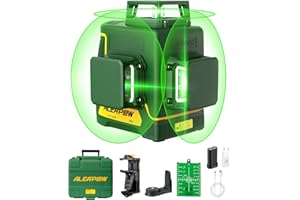 ALEAPOW 3D Laser Level, 147ft 3x360° Green Laser Level, 5.2Ah Battery, Type-C Charger, Self-Leveling&Manual&Pulse Mode, Magnetic Pivoting Base, Auxiliary Supporting Bracket, Carry Case - X12