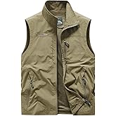ROAMUNCH Lightweight Outdoor Vest Jacket for Men, Windbreaker for Golf, Safari, Travel, Fishing, Hiking