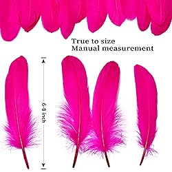 FeelfunFeather 120pcs Hot Pink Goose Feathers 6-8