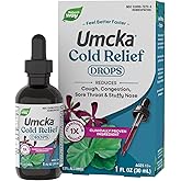 Nature’s Way Umcka Cold Relief Drops, Multi-Symptom Cold Relief, Sore Throat, Cough, Stuffy Nose, and Congestion, Homeopathic, Phenylephrine Free, Non-Drowsy, 1 Fl Oz (Packaging May Vary)