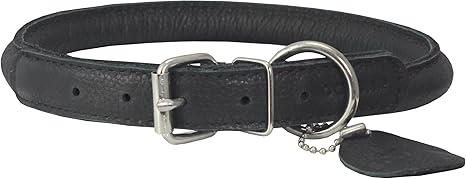 Genuine Leather Rolled Dog Collar 15 18 Neck Size Chow Chow Collie Labrador