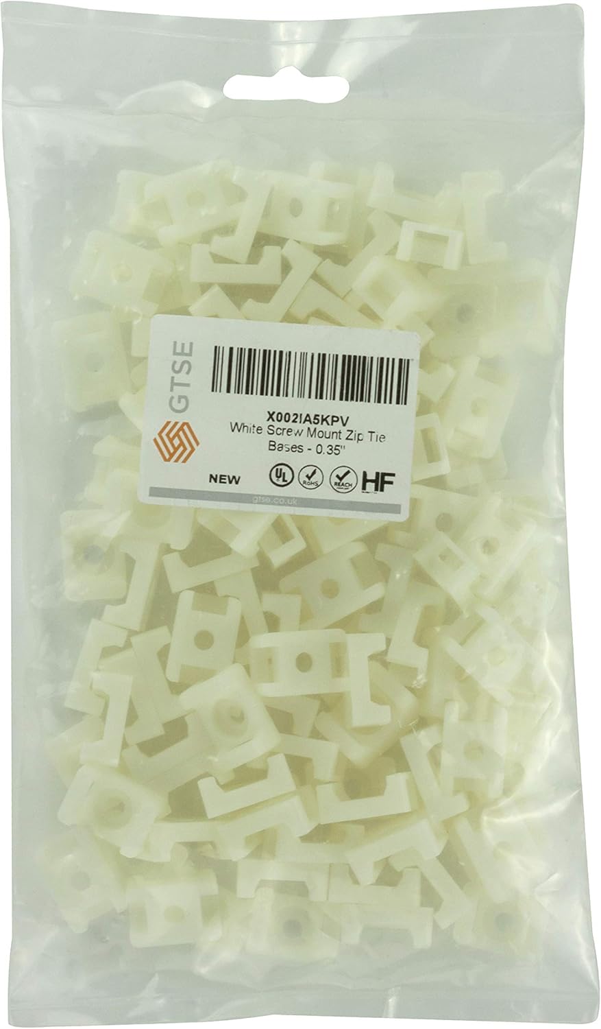 GTSE 100 Pack of White/Natural Screw Mount Cable Tie Bases, Cable Ties up to 5mm Wide, 4mm (M4) Screw Hole - Image 3