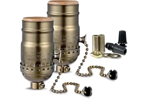 EMNOOTI Pull Chain Light Socket Replacement,E26 Standard Screw Lamp Socket,Bulb Socket with Pull Chain Lamp Switch for Table and Floor Lamp,UL Listed