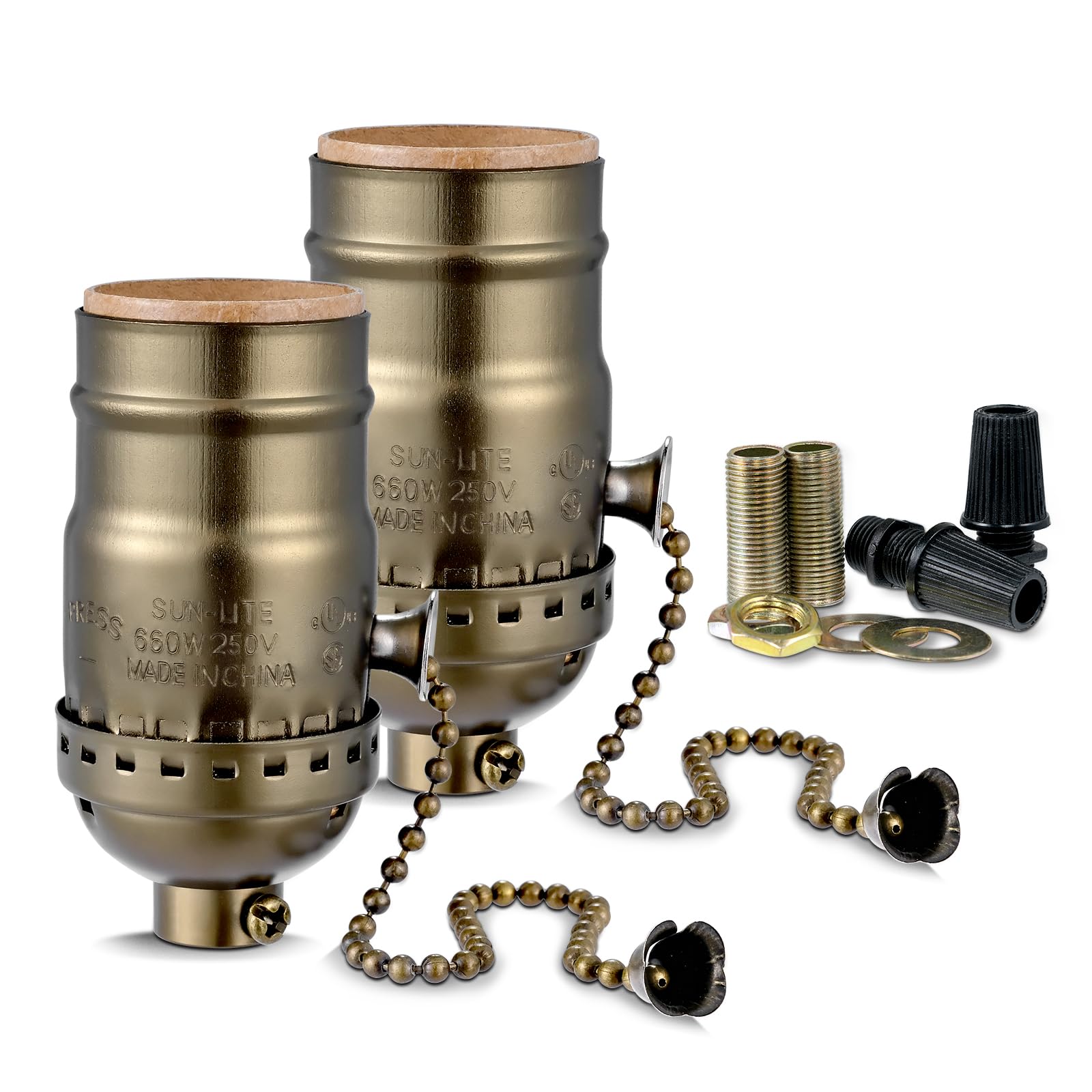 Photo 1 of Pull Chain Light Socket Replacement,E26 Standard Screw Lamp Socket,Bulb Socket with Pull Chain Lamp Switch for Table and Floor Lamp,UL Listed