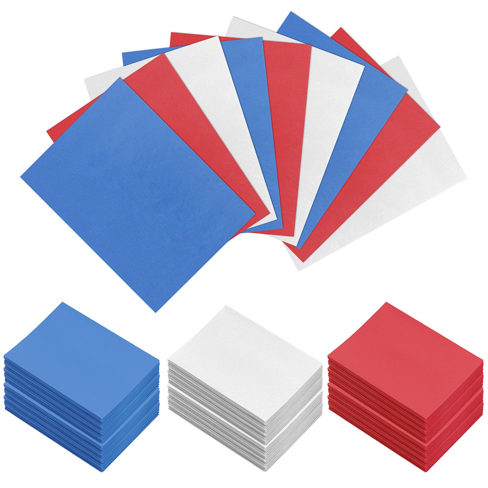 Homgaty 300 Pcs Standard Card Sleeves, Clear Deck Protectors Card Protector Sleeves for Pokemon,Trading Card,Magic (Blue+White+Red)