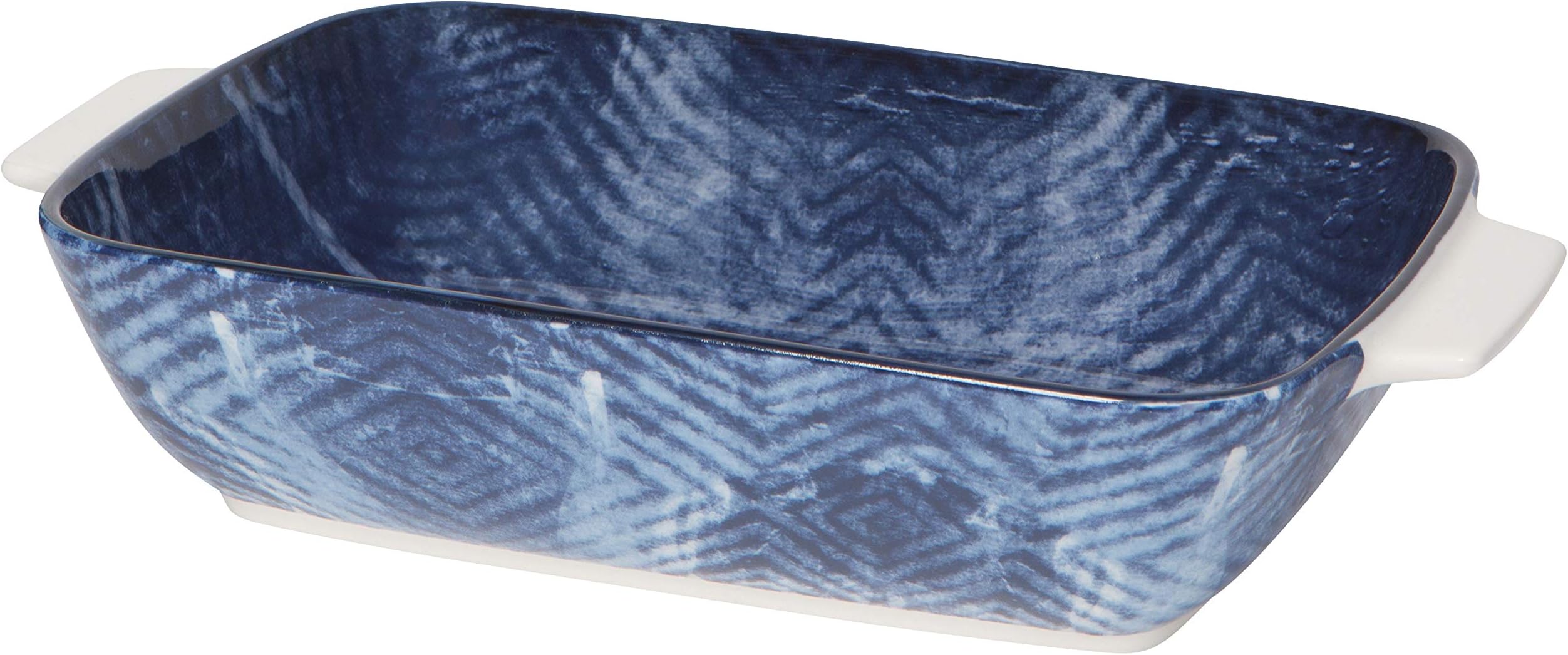 Now Designs 5092020aa Stamped Porcelain Baking Dish, 6 x 9 Inch/1 Quart Capacity, Design, 6x9, Rect Medium Shibori