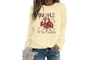 MYHALF Gobble Til You Wobble Shirt Womens Thanksgiving Sweatshirt Fuzzy Turkey Day Sweaters Fleece Long Sleeve Pullover Tops
