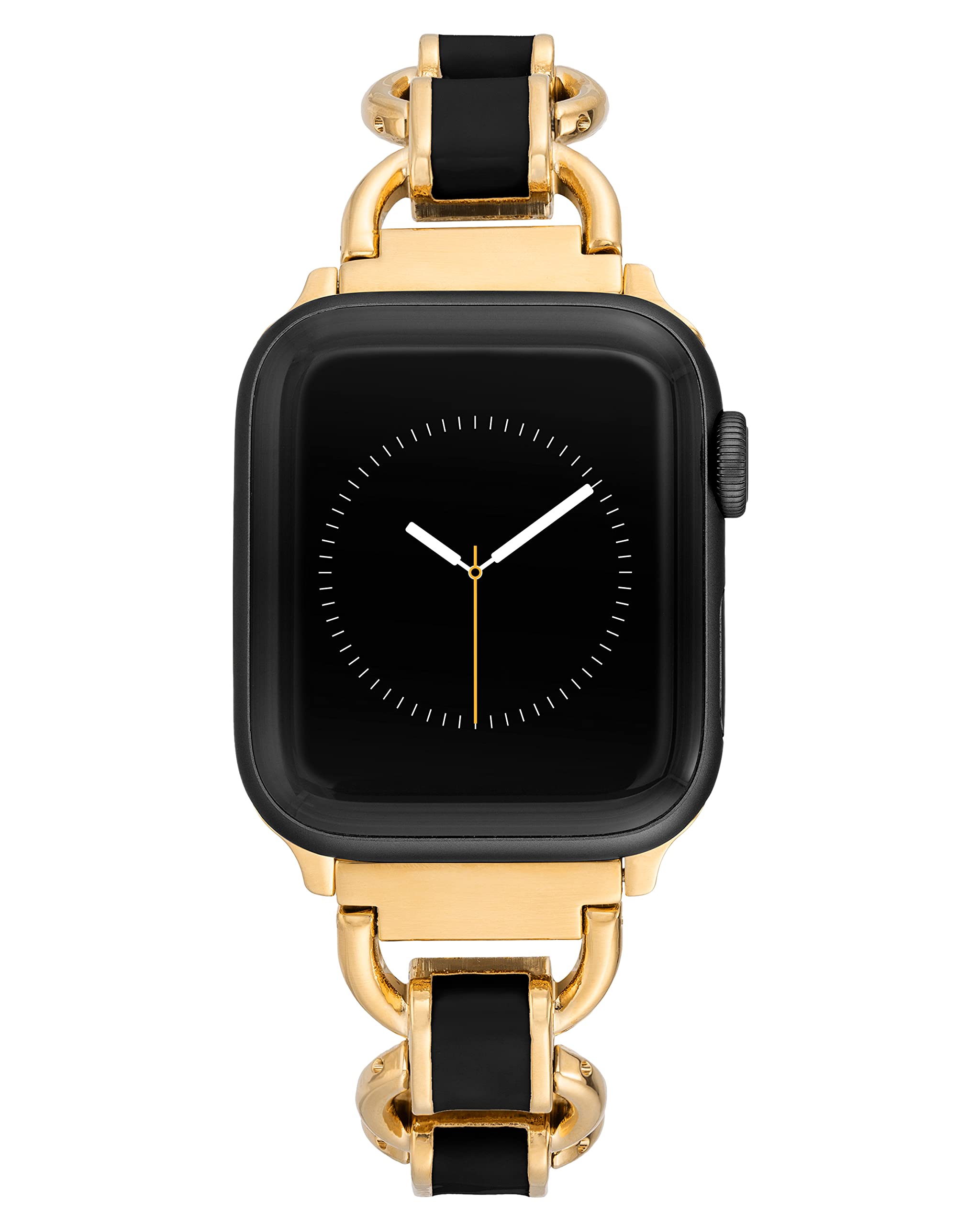 Anne Klein Fashion Chain Bracelet for Apple Watch, Secure, Adjustable, Apple Watch Replacement Band, Fits Most Wrists, Black/Gold-Tone, 38/40/41mm, Chain