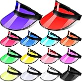 14 Pack Unisex Sun Visors Plastic Clear Cap Candy Color Transparent Tourist Visor Cap Colorful Poker Hat