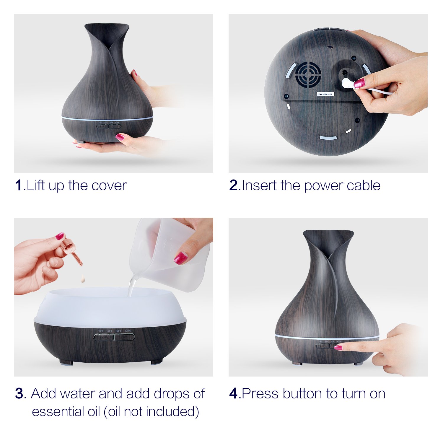 Aroma Essential Oil Diffuser,OliveTech 400ml Ultrasonic Cool Mist
