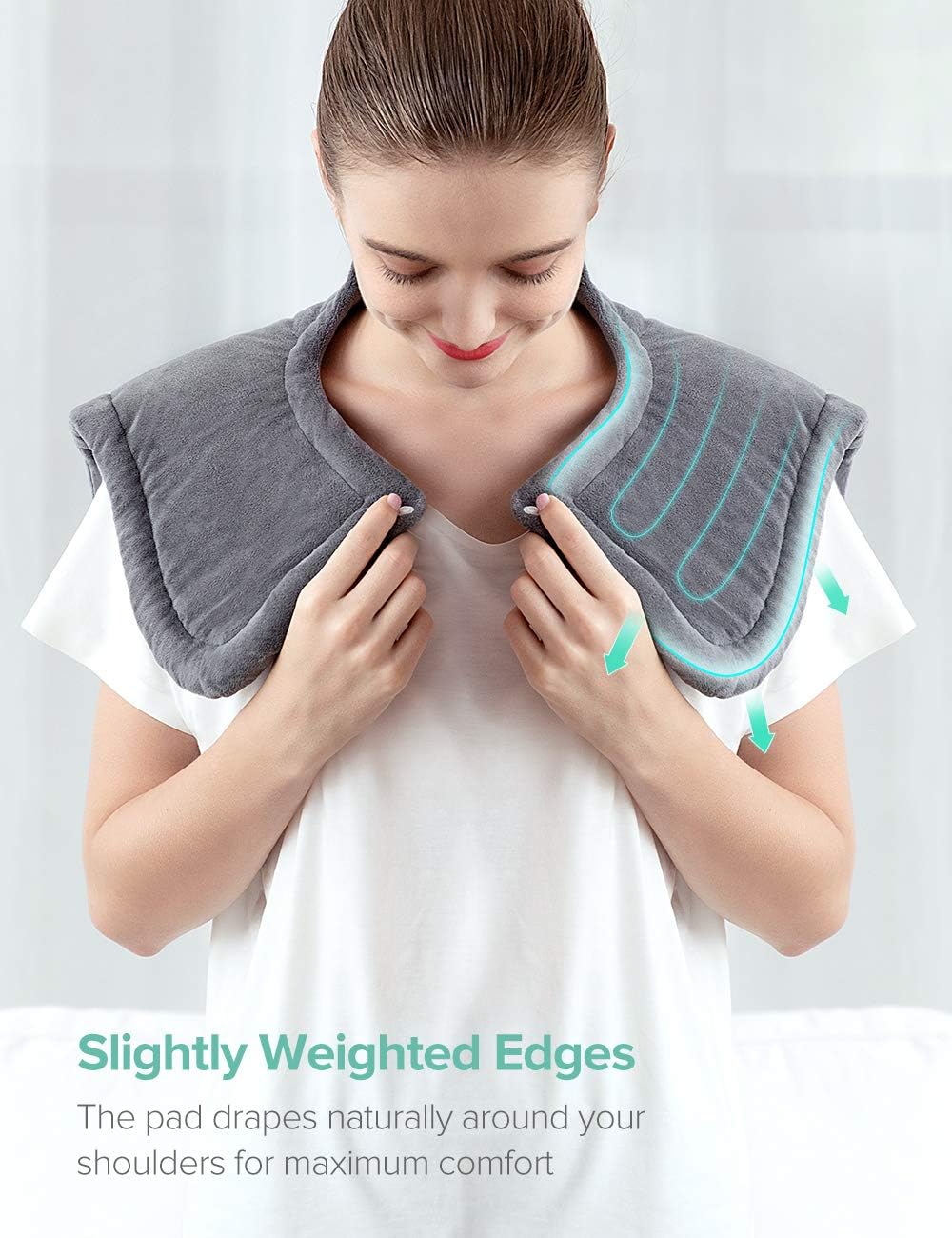 Large Heating Pad for Neck and Shoulders Pain Relief, Sable Heating Wrap for Neck with Auto Shut Off - 6 Temperature Settings: Health & Personal Care