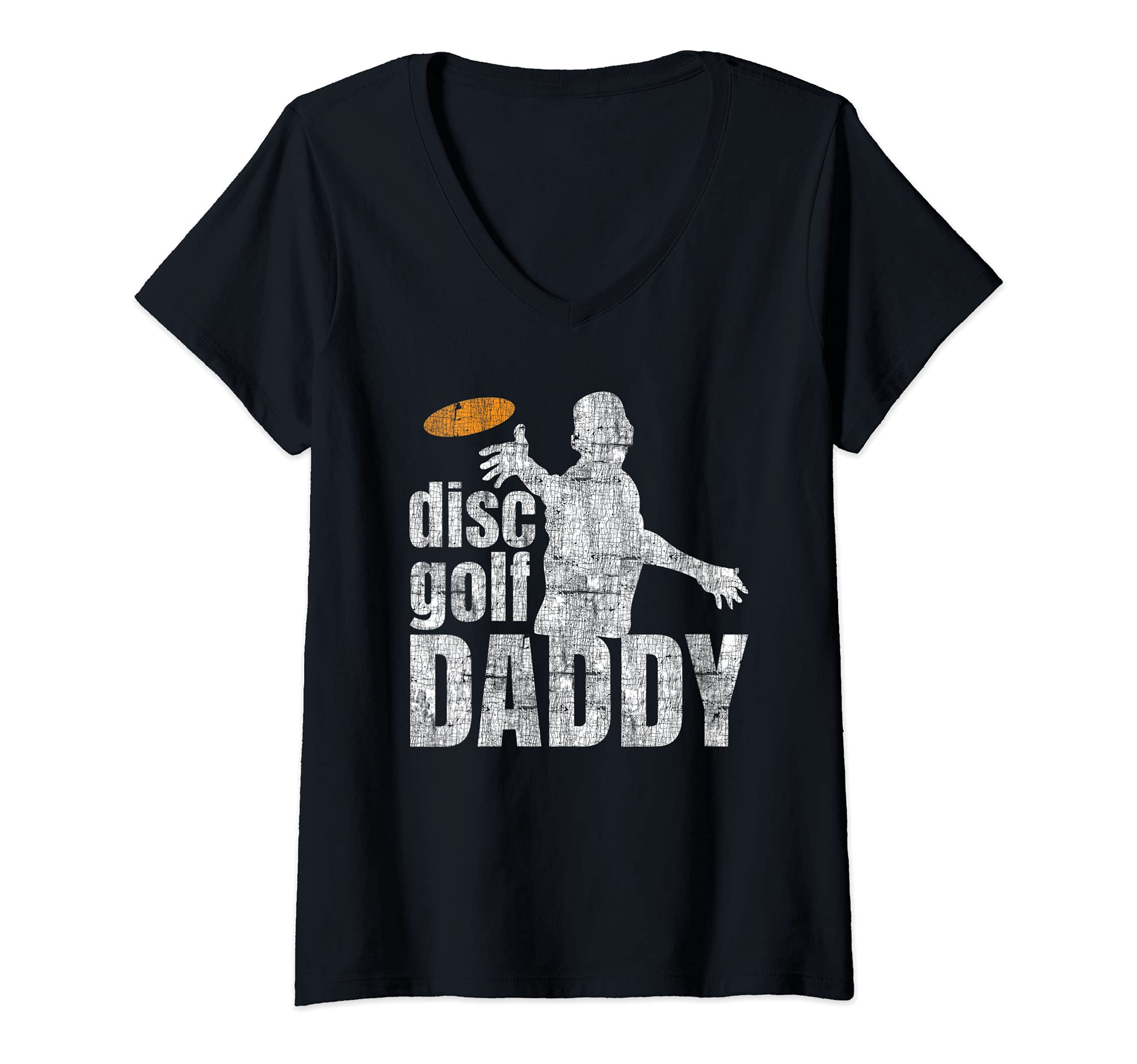 Womens Retro Vintage Daddy Disc Golf Gift for Him Frisbee Frolf Dad V-Neck T-Shirt