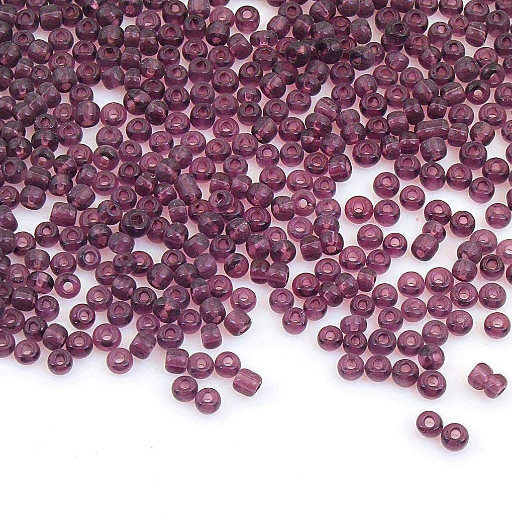 Pack of 3300 Glass Seed Beads 3 mm Transparent, 14 Colours, 8/0, Pony Beads, Clear Mini Round Beads, Seed Beads, (Amethyst)
