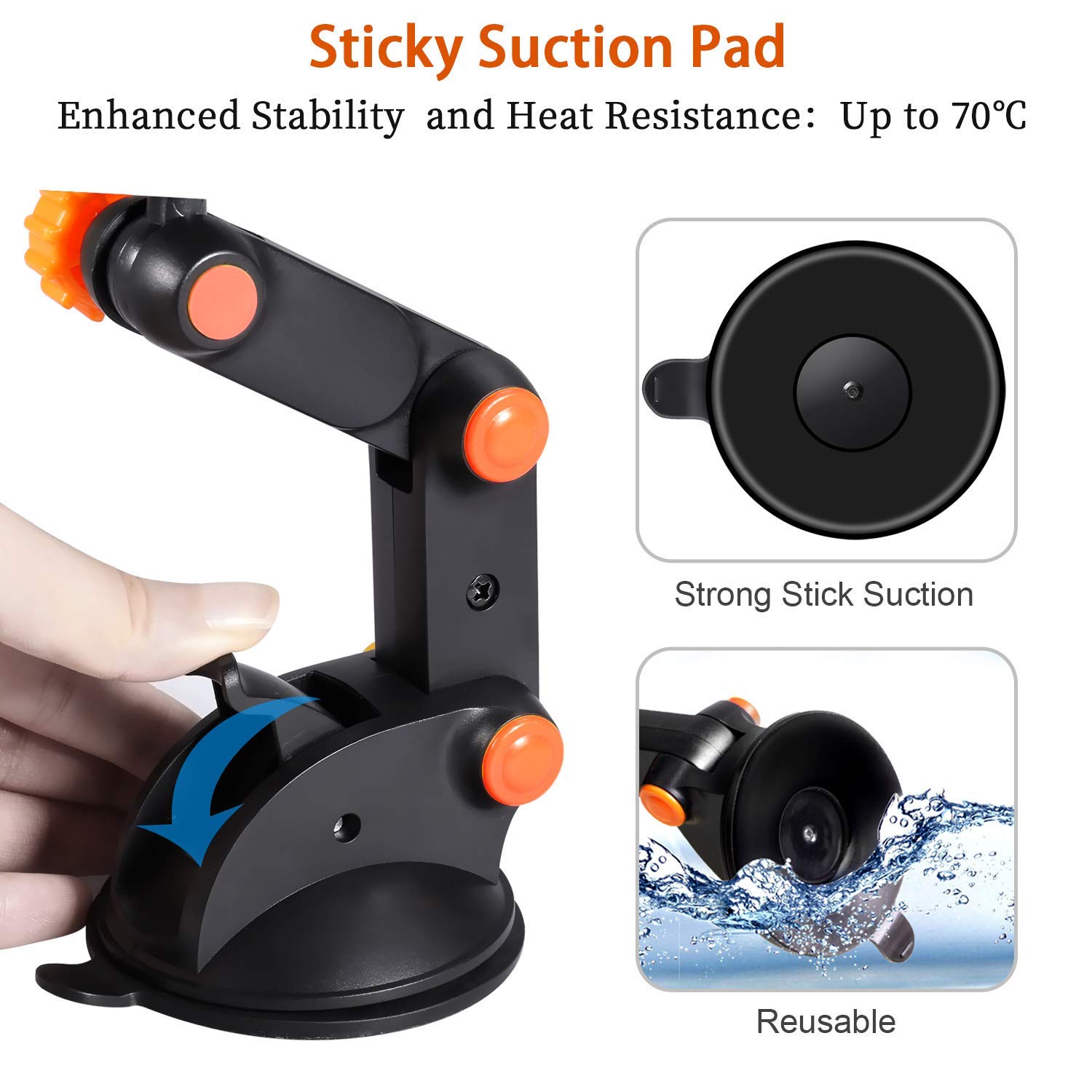 Car Phone Mount, Windshield Dashboard Cell Phone Holder with Strong Sticky Gel Pad Compatible with iPhone X/8/7/7Plus/6/6sP/5s/Samsung/Galaxy S9/S8/S7/S6/S5, Universal Smartphones