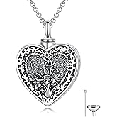 SIMONLY Custom Birth Flower Urn Necklace for Ashes S925 Sterling Silver Personalized 12 Month Pendant Cremation Jewelry with Funnel Filler for Women