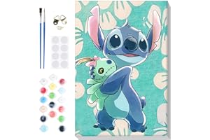 VINDIJA Paint by Numbers Kit for Adults Kids Beginner, Stitch Adults' Paint by Number Kits on Canvas Framed, Color by Numbers for Adults, Arts Crafts Kits for Girls Ages 8-12 Adults, 8x12in