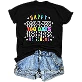 100 Days of School Shirt Women Teacher Shirts Cute Teacher Appreciation Gifts Casual Short Sleeve Tops