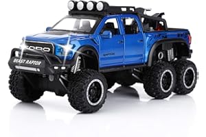 SASBSC Toy Pickup Trucks for Boys F150 Raptor Diecast Metal Model Car with Sound and Light for Kids Age 3 Year and up Blue