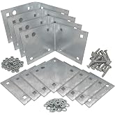 A.A Stationary and Floating Dock Inside Corner Kit with Hardware, 4 Inside Corners and 8 Backer Plates - Heavy-Duty Galvanized Steel