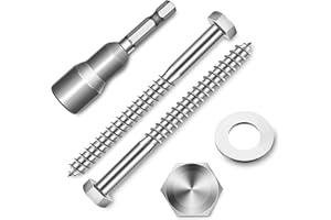 (8-Set) 3/8 x 4 Lag Bolts for Wood, Stainless Steel Heavy Duty Hex Head Lag Screws, ASME B18.2.1 Commercial/Industrial Grade Mounting Screws Bolts Kit by Marysino