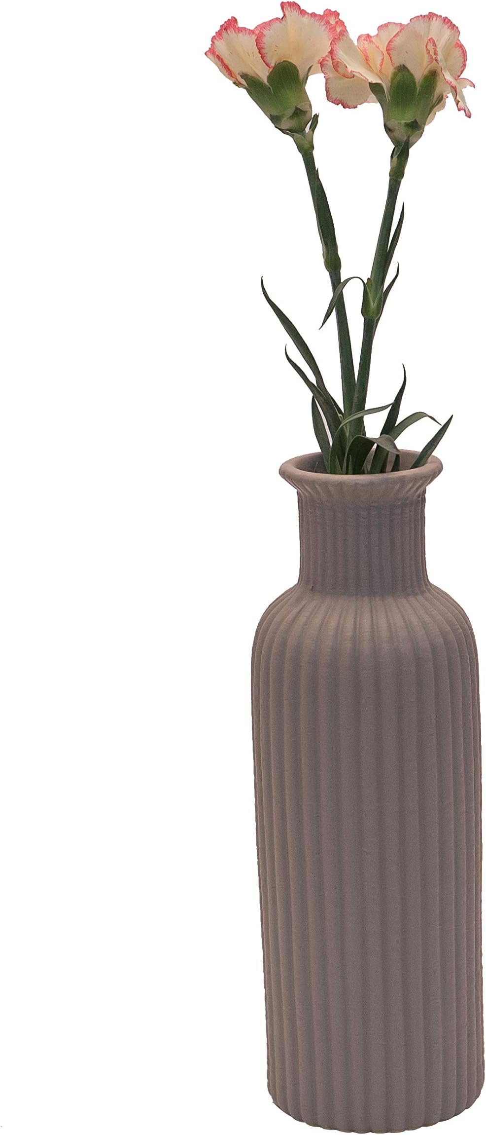 Home Design Studio Dark Grey Vase 25cm Elegant Modern Ceramic Geometric Jar Design Matt Finish Ideal for Home Office Kitchen Table Decoration or as Ornament Suitable Real or Artificial Flowers