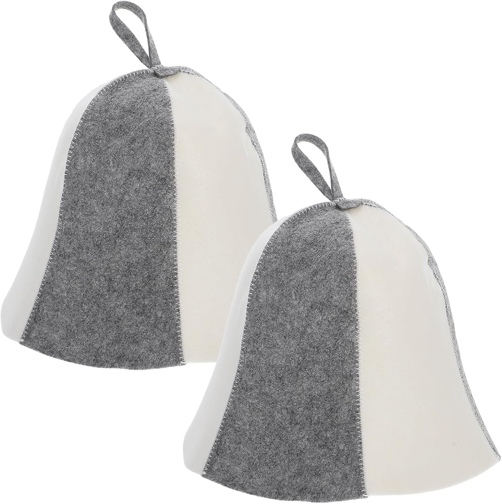 MAGICLULU 2-Pack Sauna Hat Wool Felt Unisex Heat Protective Cap