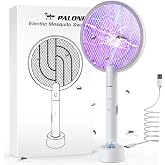 PALONE Electric Fly Swatter 4000V, 2 in 1 Bug Zapper Racket Indoor Outdoor | 3-Layer Safety Mesh, USB Rechargeable Base Fly Zapper Racket for Home, Camping, Yard