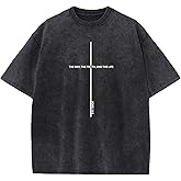 Wrenpies Christian Jesus Shirts for Men God Faith Religious Tshirt Cross Bible Verse Tops Acid Wash Oversized Graphic Tees