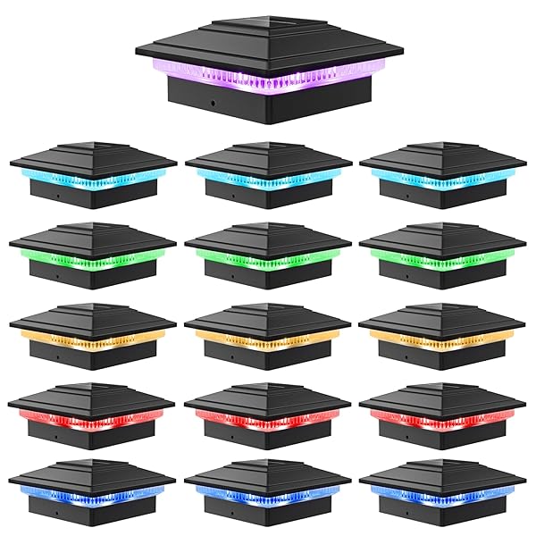 VOLISUN SOLAR POST CAP LIGHTS COLOR CHANGING OUTDOOR...