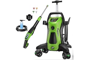 FENGRONG Pressure Washer 5000PSIIMAX Touch Screen Adjustable Pressure with Anti-Tipping Technolog, Spray Handle Smart Control, 5-Nozzle Set, for Cars//Home/Patios, Green