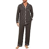 U2SKIIN Mens Ultra Soft Pajama Set, Stretch Long Sleeve Lounge Pjs Button-Down Lightweight & Cozy Sleepwear