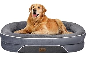 WOZOKE Orthopedic Waterproof Large Dog Bed: Washable Dog Bed with Bolsters - Removable Cover for Medium XL Large Sized - Non-Slip