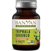 Banyan Botanicals Organic Triphala Guggulu &ndash; Deep Tissue Detox &amp; GI Tract Support &ndash; Advanced Herbal Cleansing Supplement with Guggulu Resin &ndash; Systemic Waste Elimination &ndash; 90 Tablets &ndash; USDA Organic