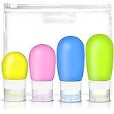 Elaunva TSA Approved Travel Bottles-4 Pack Leak-Proof BPA-Free Silicone Squeezable Toiletry Containers for Shampoo Conditione